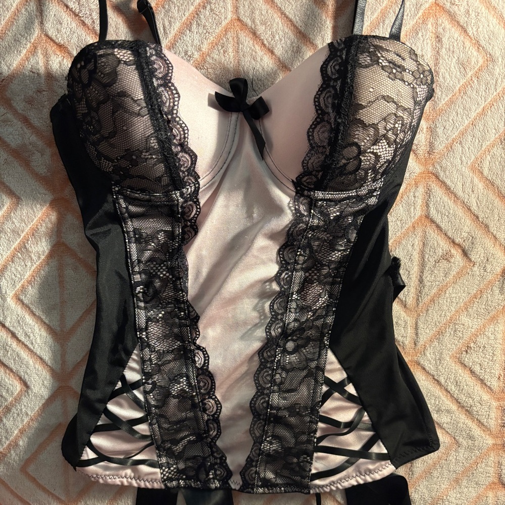 Black and White Lace corset top